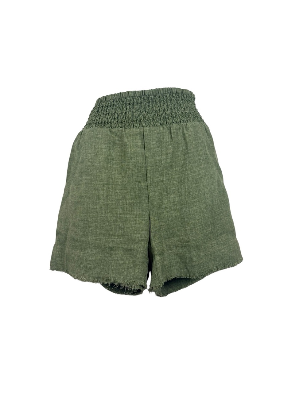 Wit & Wisdom Sage Green Smocked Waist Frayed Hem Shorts XS NWT Boho Beachy